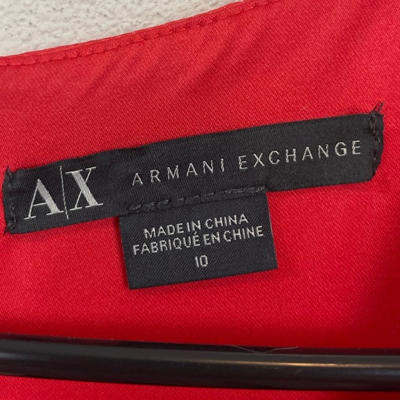 🥑5/$25 A|E Armani Exchange red zip fit & flare dress sz 10 - Picture 4 of 6